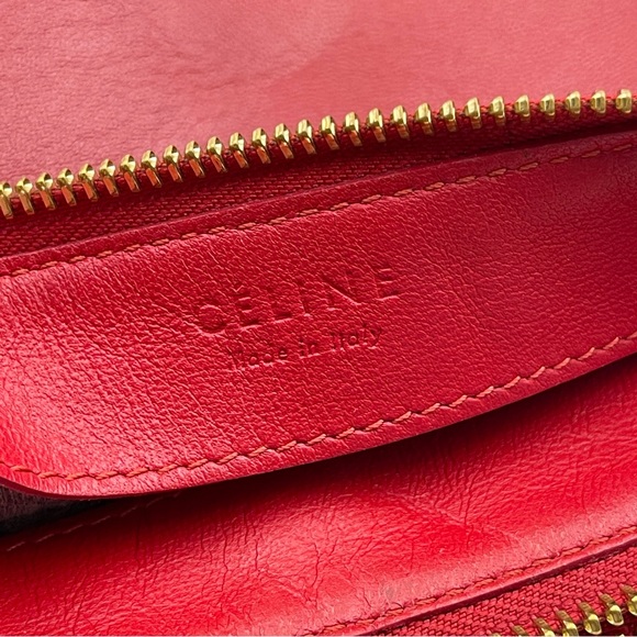 Celine trio crossbody leather messenger handbag in red size large - Picture 6 of 16